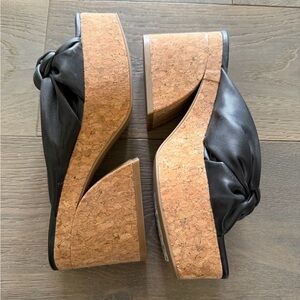 Marc Fisher Black Leather Knotted Mules size 8.5